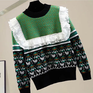 Oversized frill knitted jumper