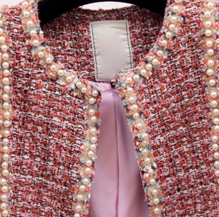 The Pink Tweed with pearl jacket and dress
