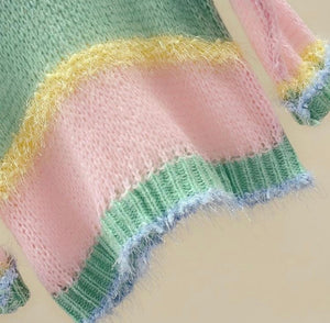 Striped Pastel Jumper with sheer frill