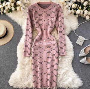 Long Sleeve midi knitted dress