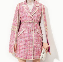 Load image into Gallery viewer, Batwing Pink Tweed Mini Dress