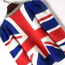 Load image into Gallery viewer, British Flag jumper with jewelled flower - IN STOCK