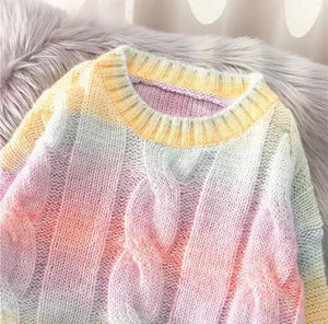 Chain knit rainbow jumper