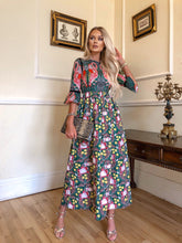 Load image into Gallery viewer, Comino Couture Green / Multi Print Flamingo Maxi Dress