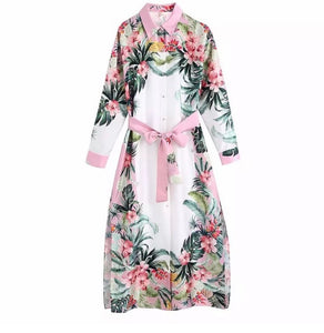 Tropical vibin!! midi shirt dress with belt *WAS £45*