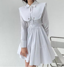 Load image into Gallery viewer, White oversized collar cotton pleated shirt dress