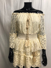 Load image into Gallery viewer, Good as gold bardot top and skirt *WAS £85*