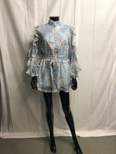 Load image into Gallery viewer, Blue and beige floral boho playsuit *WAS £75*