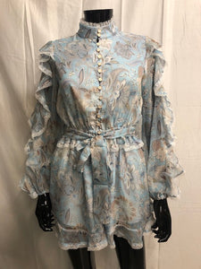 Blue and beige floral boho playsuit *WAS £75*