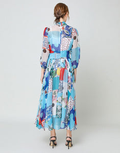 The Mix and Match floral Polka  high neck maxi dress *WAS £135*
