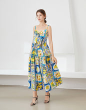 Load image into Gallery viewer, When life gives you lemons strappy midi dress