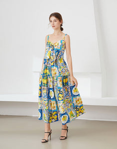 When life gives you lemons strappy midi dress