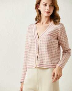 Sugar Pink Dogtooth knitted Twosie set