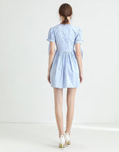 Load image into Gallery viewer, Light blue diamante poplin summer dress