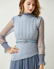 Load image into Gallery viewer, Dainty Blue knitted vest and Sheer pleated dress *WAS £75*