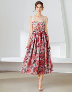 Faded rose bralette style midi dress