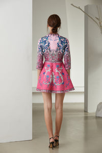 Pink Peacock Skater Dress