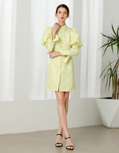 Load image into Gallery viewer, Daffodil yellow floral mini dress