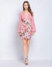 Load image into Gallery viewer, Dusky Pink floral long sleeve mini dress