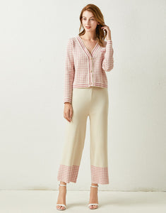 Sugar Pink Dogtooth knitted Twosie set