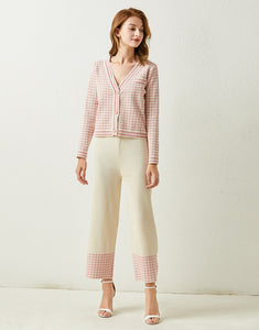 Sugar Pink Dogtooth knitted Twosie set