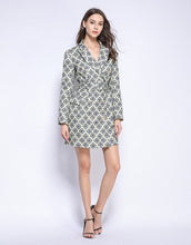 Load image into Gallery viewer, Yellow and mono diamond tile shape blazer dress