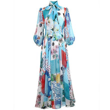 Load image into Gallery viewer, The Mix and Match floral Polka  high neck maxi dress *WAS £135*