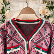 Load image into Gallery viewer, Diamond rose with racing stripes knitted dress