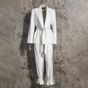 Luxe White blazer and trousers set