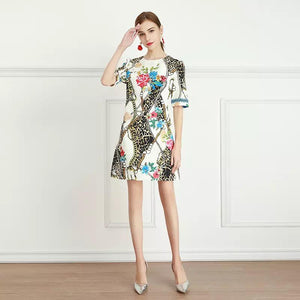 Inner animal short sleeve mini dress