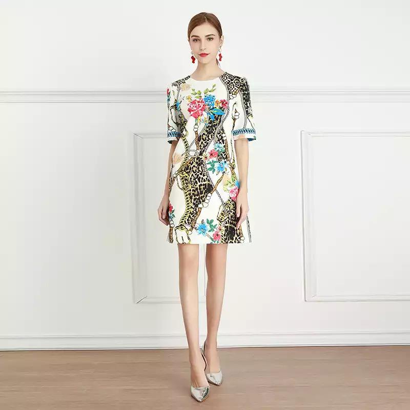 Inner animal short sleeve mini dress