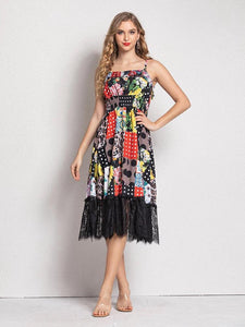 This and That patchwork lace midi dress