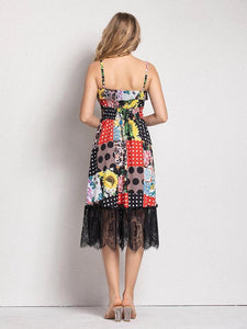 This and That patchwork lace midi dress