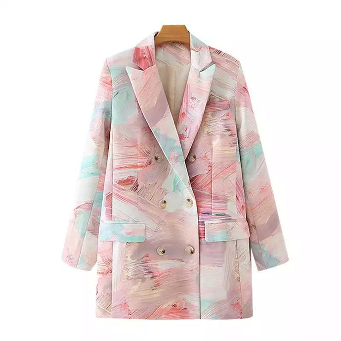 Abstract Pastel Painted Blazer