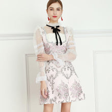 Load image into Gallery viewer, Cherry Blossom flower mini dress with bow *WAS £150*