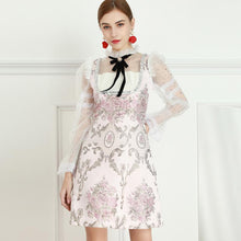 Load image into Gallery viewer, Cherry Blossom flower mini dress with bow *WAS £150*