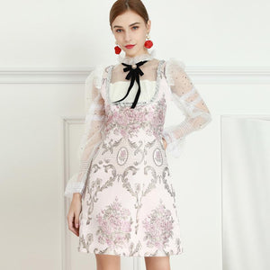 Cherry Blossom flower mini dress with bow *WAS £150*