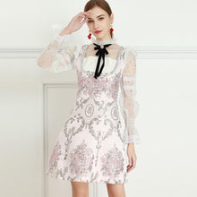 Load image into Gallery viewer, Cherry Blossom flower mini dress with bow *WAS £150*