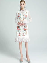 Load image into Gallery viewer, Floral supreme long sleeve with lace mini dress