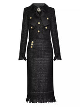 Load image into Gallery viewer, A bit of shimmer black tweed suit set