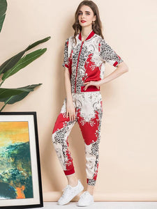Abstract Animal piece two piece leisure set