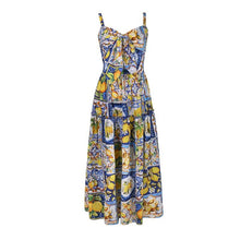 Load image into Gallery viewer, When life gives you lemons strappy midi dress