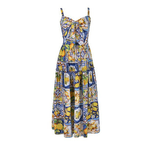*NEW When life gives you lemons strappy midi dress
