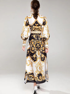 Black and gold maxi dress