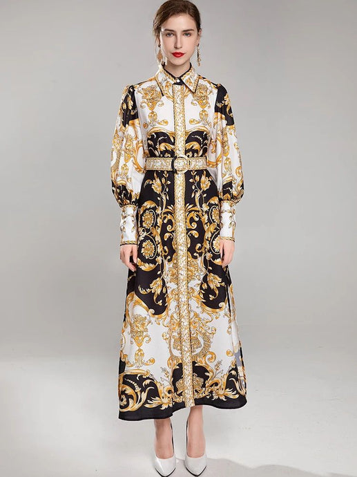 Black and gold maxi dress