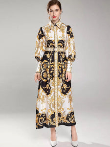 Black and gold maxi dress