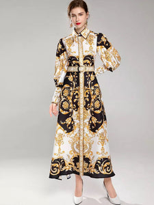 Black and gold maxi dress