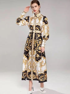 Black and gold maxi dress