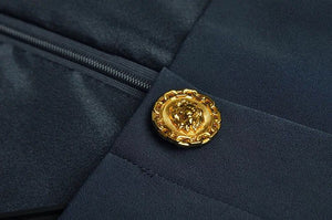 Navy layer a line dress with gold buttons