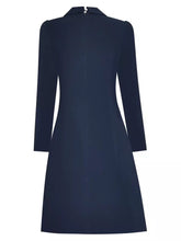 Load image into Gallery viewer, Navy layer a line dress with gold buttons